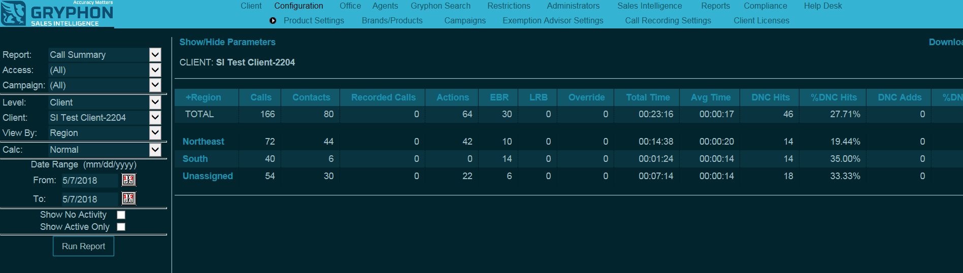 screenshot of a client audit